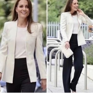 Zara Cream Inverted Blazer aso Kate Middleton